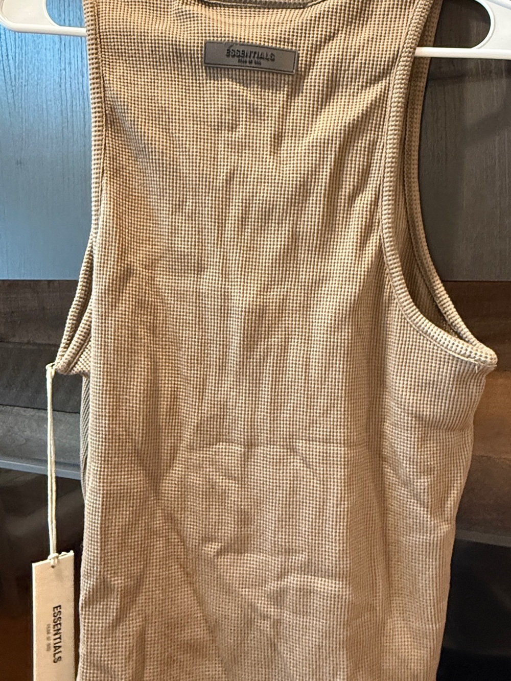 Essentials Tan Waffle-Knit Tank